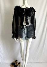 Load image into Gallery viewer, Vintage Black Ruffled Open-Front Top
