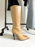 Vintage Y2K Charles David Pointy Nude Leather Boots