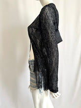 Load image into Gallery viewer, Vintage 90s Shimmery Fringed Open Front Lace Duster
