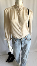 Load image into Gallery viewer, Vintage 70s Striped Ruffled Button-Down Top
