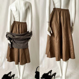 Vintage 70s High Waisted  Circle Leather Skirt