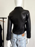 Vintage Y2K Mock Neck Cafe Racer Biker Leather Jacket