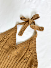 Load image into Gallery viewer, Vintage Rhinestone Studded Knit Halter Top
