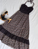 Vintage 70s Prairie Floral Halter Dress