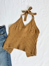 Load image into Gallery viewer, Vintage Rhinestone Studded Knit Halter Top
