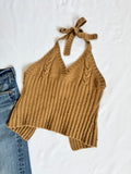 Vintage Rhinestone Studded Knit Halter Top