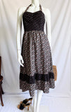Vintage 70s Prairie Floral Halter Dress