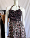 Vintage 70s Prairie Floral Halter Dress