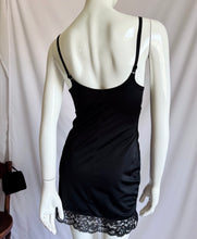 Load image into Gallery viewer, Vintage 80s Black Lace Trimmed Mini Slip Dress
