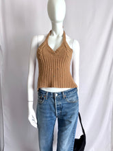 Load image into Gallery viewer, Vintage Rhinestone Studded Knit Halter Top
