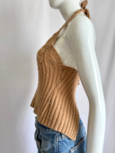 Load image into Gallery viewer, Vintage Rhinestone Studded Knit Halter Top
