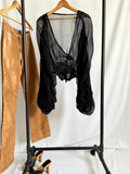 Y2K Ruched Draped Sheer Top