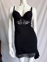 Load image into Gallery viewer, Vintage 80s Black Lace Trimmed Mini Slip Dress
