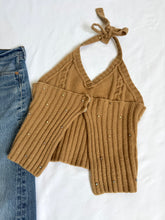 Load image into Gallery viewer, Vintage Rhinestone Studded Knit Halter Top
