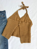 Vintage Rhinestone Studded Knit Halter Top