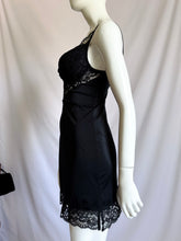 Load image into Gallery viewer, Vintage 80s Black Lace Trimmed Mini Slip Dress
