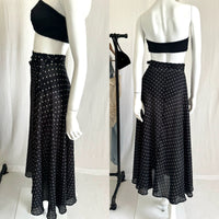 Vintage Polka Dot Maxi Wrap Skirt