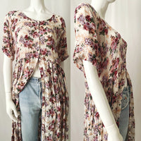 90s Vintage Nostalgia Floral Babydoll Maxi Dress