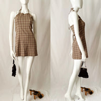 90s Vintage Backless Halter Mini Dress