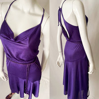 Vintage 70s Draped Disco Backless Midi Dress