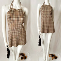 90s Vintage Backless Halter Mini Dress