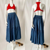 Vintage Ralph Lauren Tiered Denim Maxi Skirt