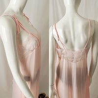 Vintage Pastel Pink Handkerchief Asymmetrical Lace Slip Dress