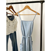 Vintage Denim Backless Apron Style Dress