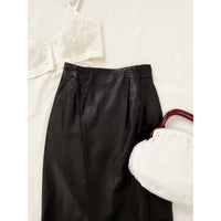 Vintage 90s High Waisted Leather Midi Skirt