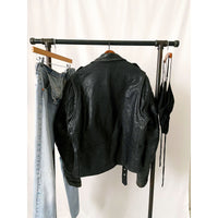Vintage 90s Distressed Leather Motorcycle Jacket
