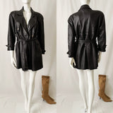 Vintage 90s Belted Leather Trench Coat